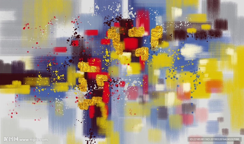 现代简约手绘抽象油画背景墙