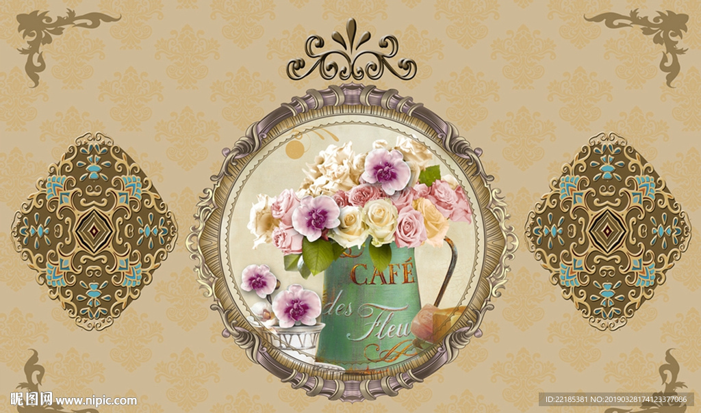 现代高端欧式花纹背景墙