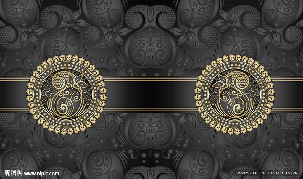 现代欧式复古奢华花纹背景墙