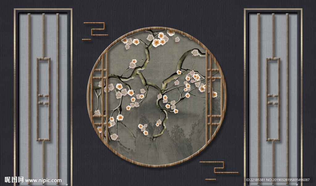 抽象怀旧田园乡村花鸟背景墙