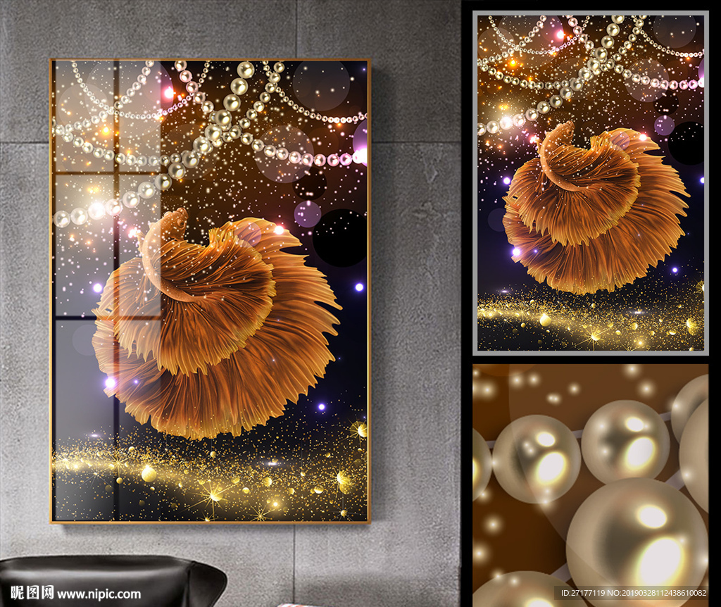 北欧发财鱼晶瓷装饰画