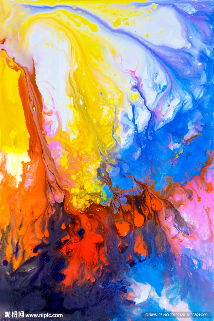 艺术抽象七彩水溶玄关背景墙