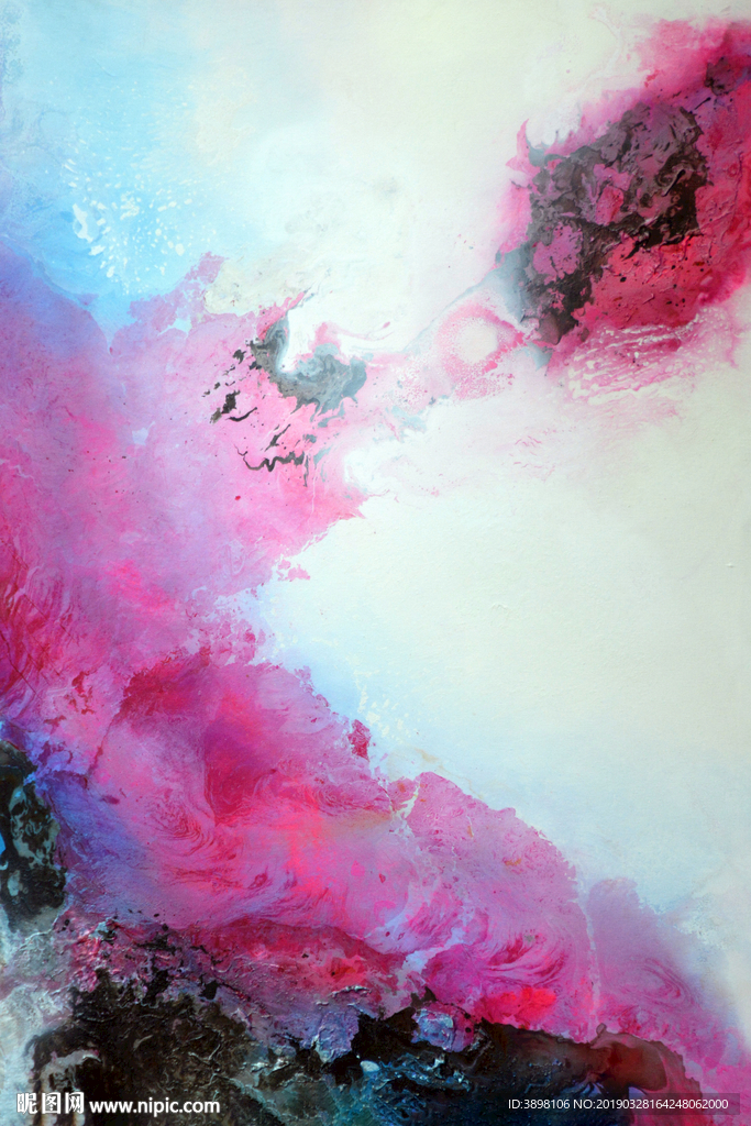 艺术抽象粉色水彩玄关背景墙