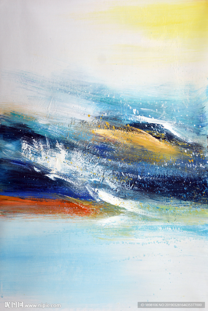 艺术抽象山水波浪客厅装饰画