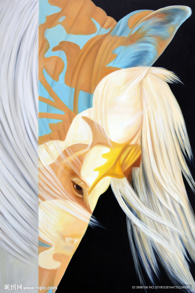 手绘艺术骏马马头客厅装饰