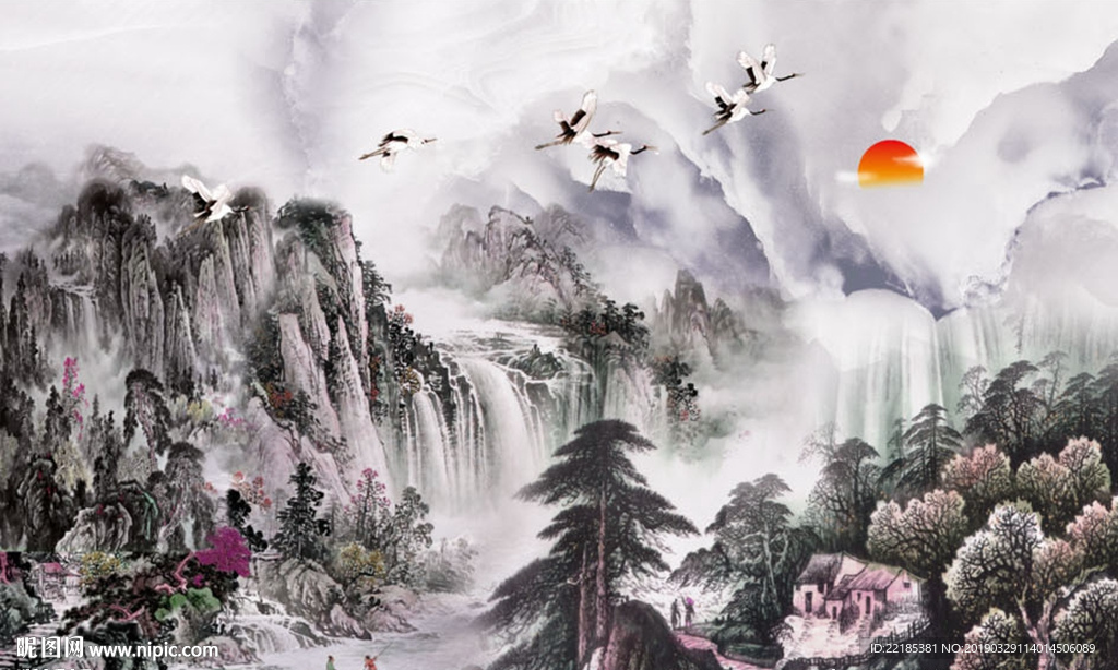 高山流水背景墙