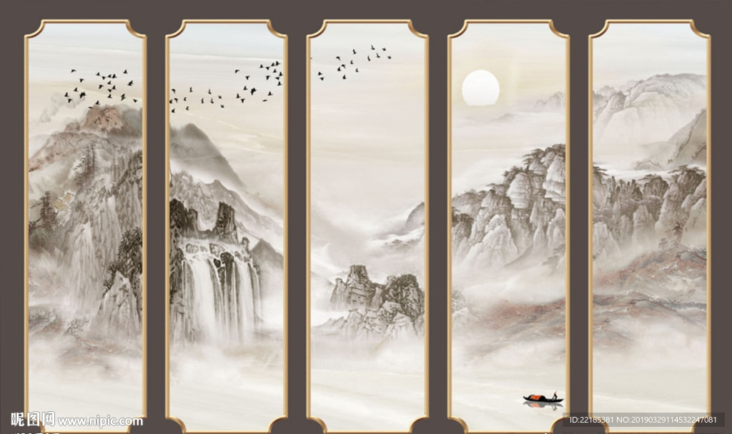 山水风景背景墙
