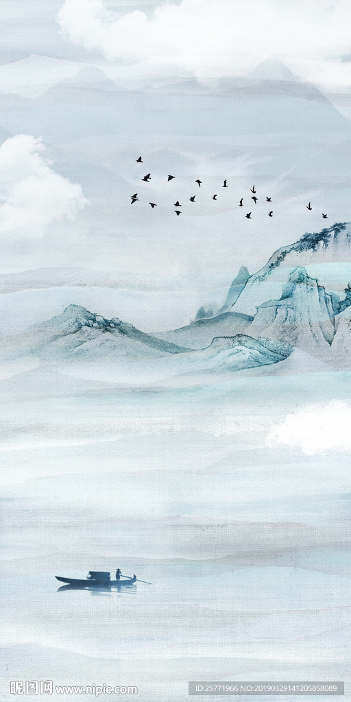 竖幅山水画 大型山水挂画