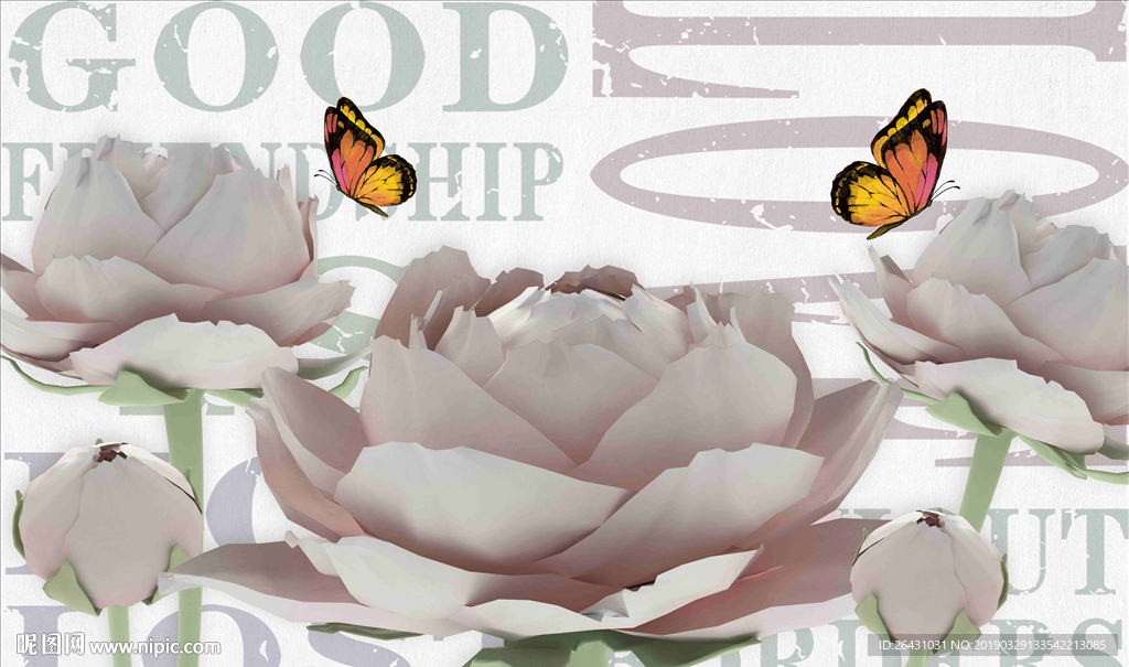 欧美花卉背景墙