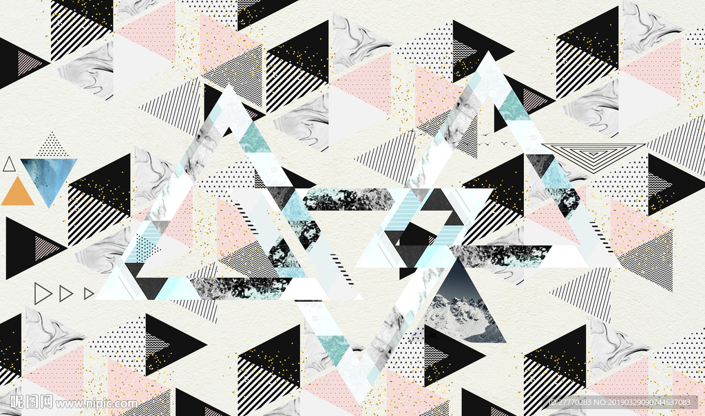 现代北欧抽象三角几何墙纸