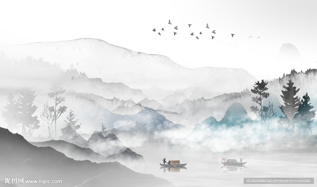 水墨山