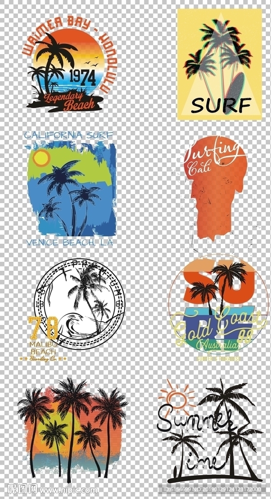 休闲风热带沙滩T恤印花图案