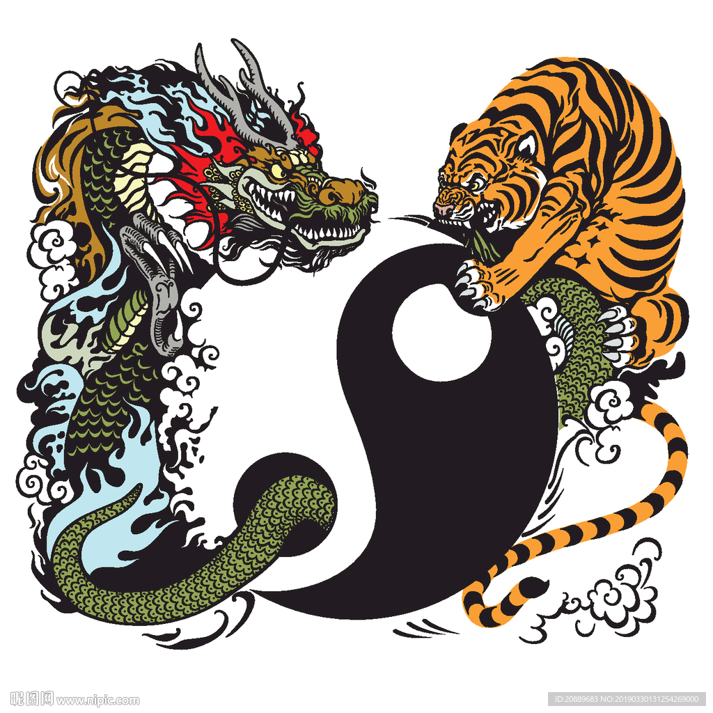 中国龙 漫画 插画 彩画 中国