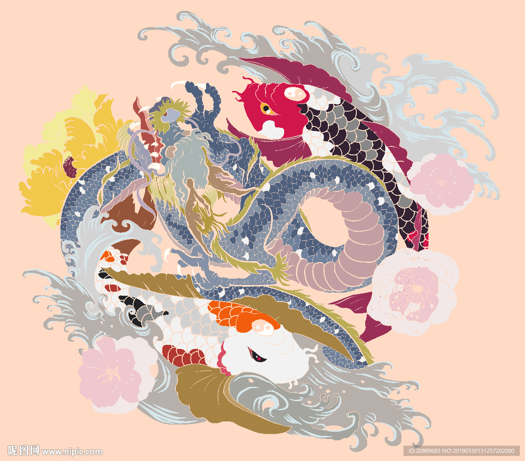 中国龙 漫画 插画 彩画 中国