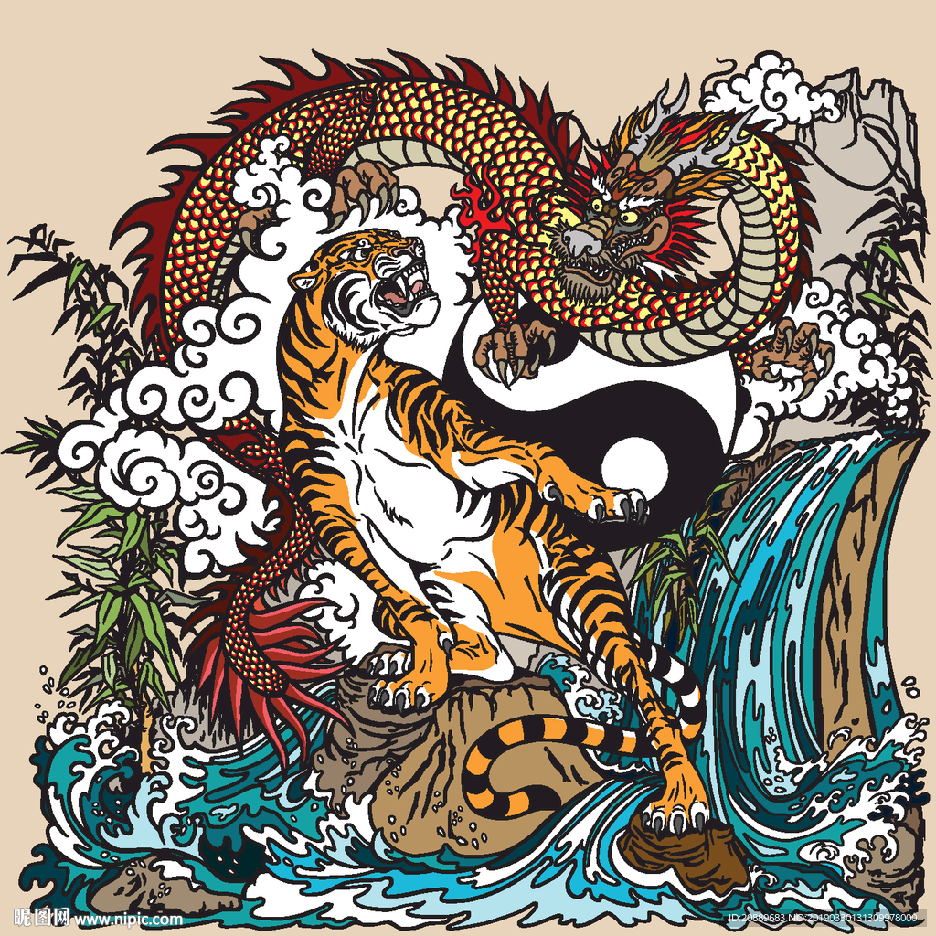 中国龙 漫画 插画 彩画 中国