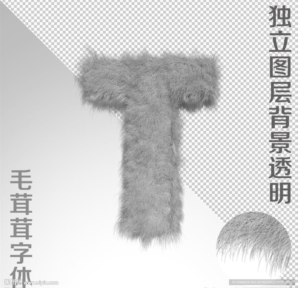 绒毛字T