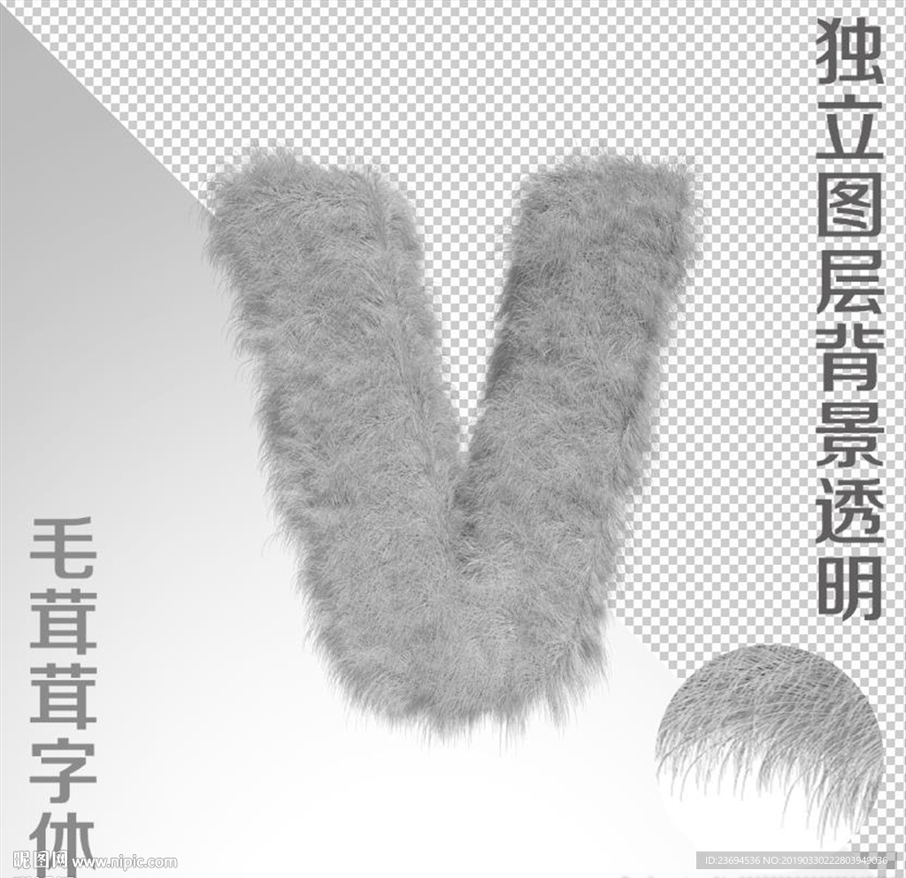 绒毛字V