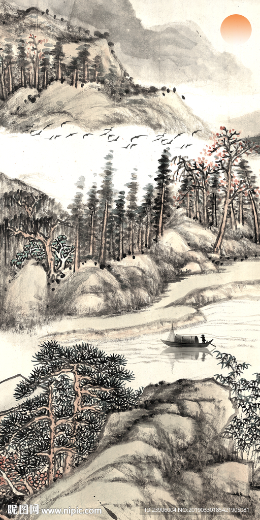 山水装饰画 大型山水挂画