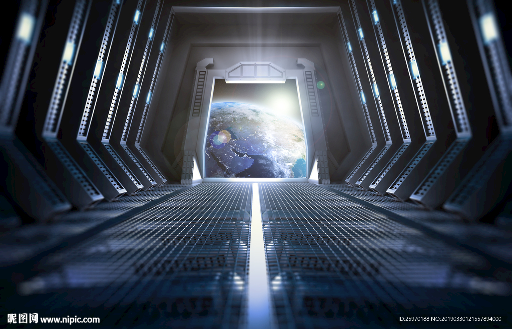 科幻宇宙飞船背景墙