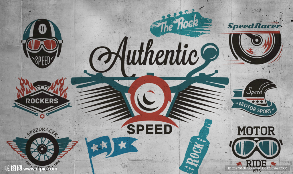 复古工装图标背景墙