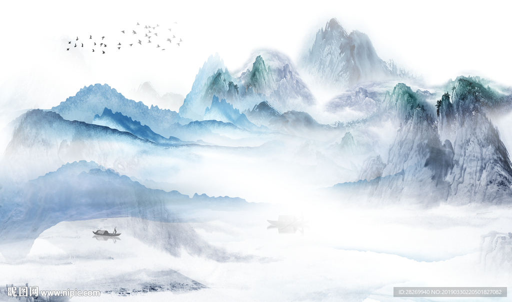 沙发背景墙 室内壁画 新中式背