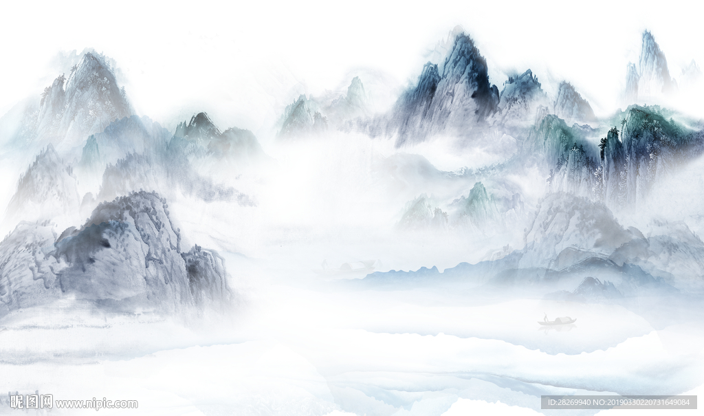 沙发背景墙 室内壁画 新中式背