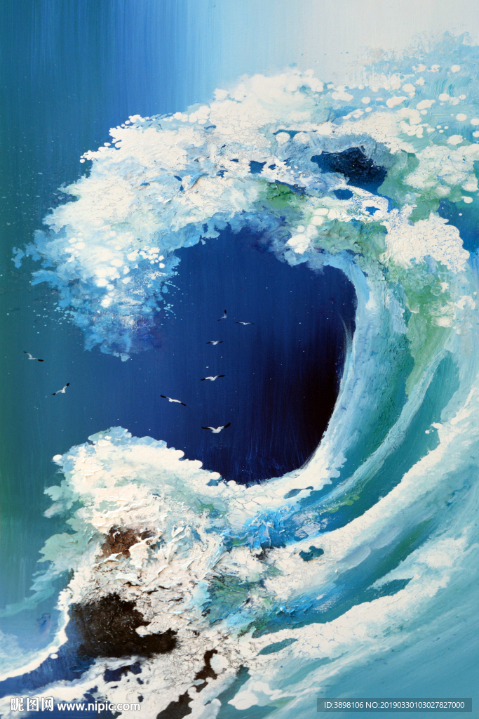 艺术抽象海浪浪花玄关装饰画