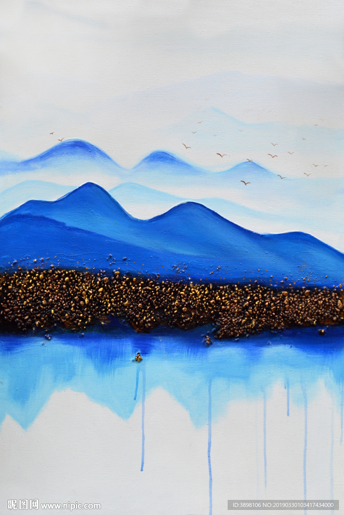 抽象艺术蓝色山水装饰画