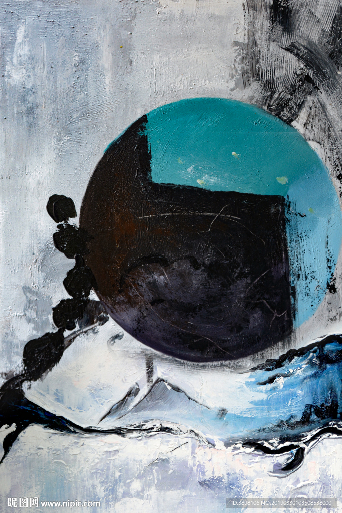 艺术抽象宇宙明月玄关装饰画