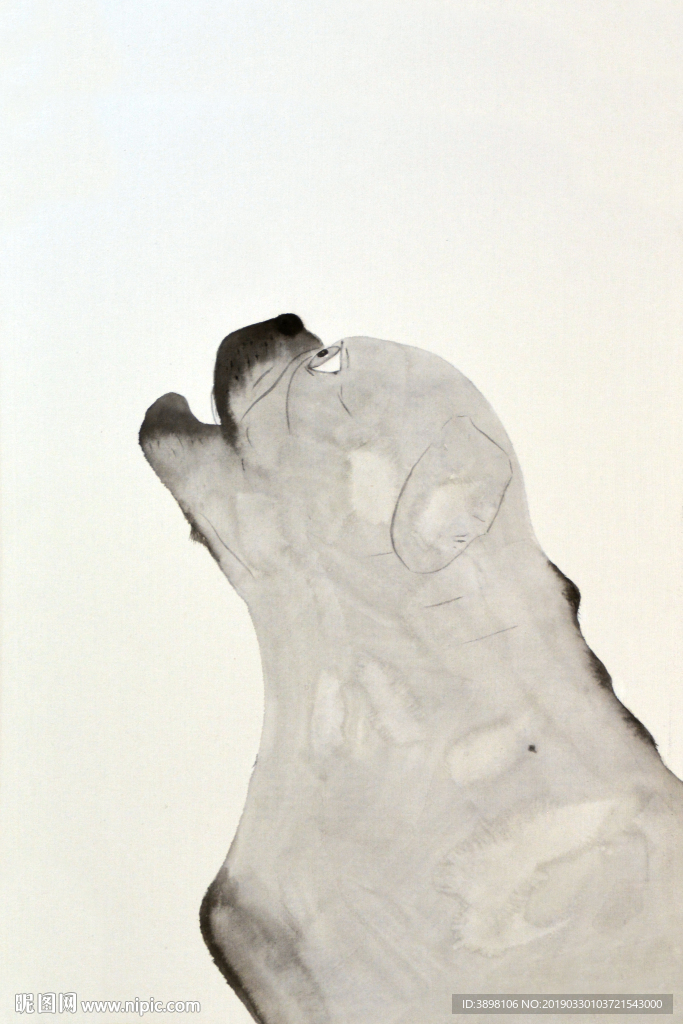 新中式水墨手绘宠物装饰画