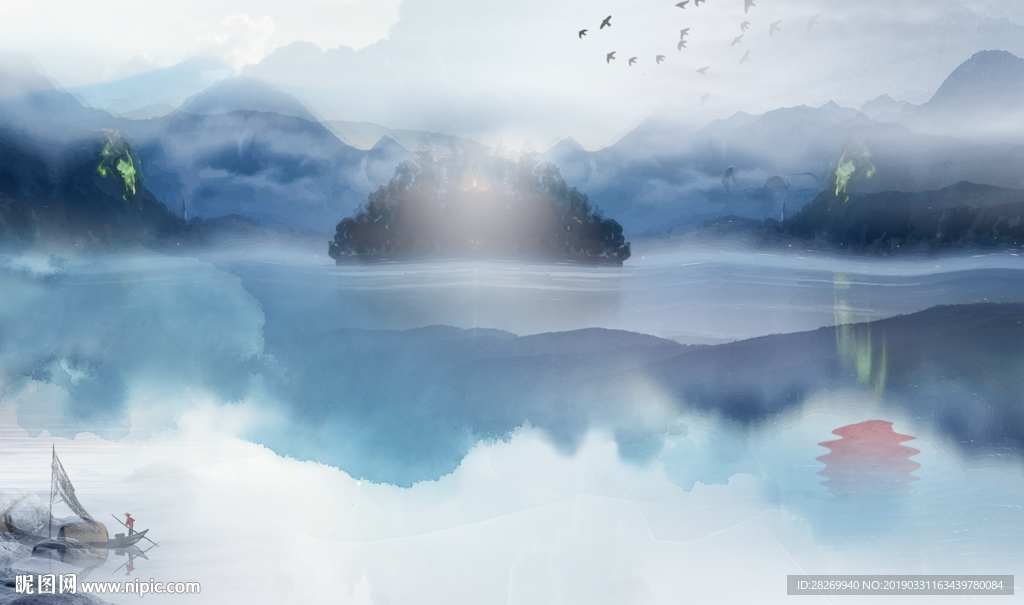 山水情山水画