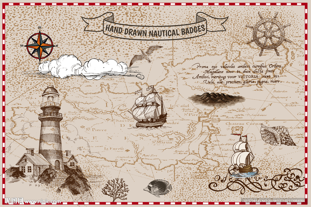 航海儿童装饰画玄关屏风电视背景