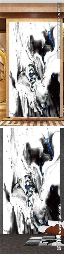 新中式抽象水墨纹理玄关装饰画