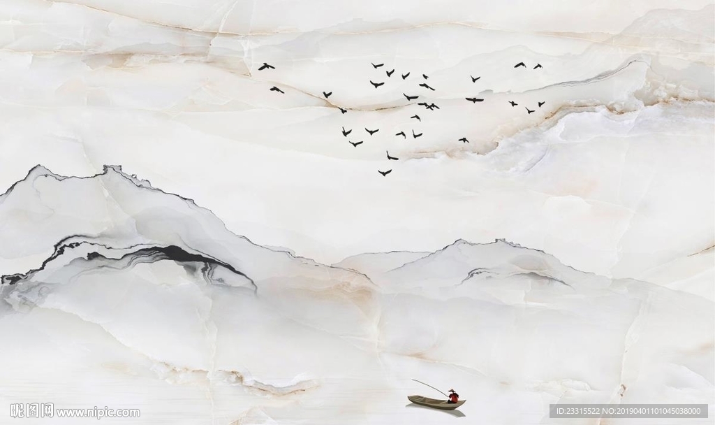 新中式白色大理石背景墙