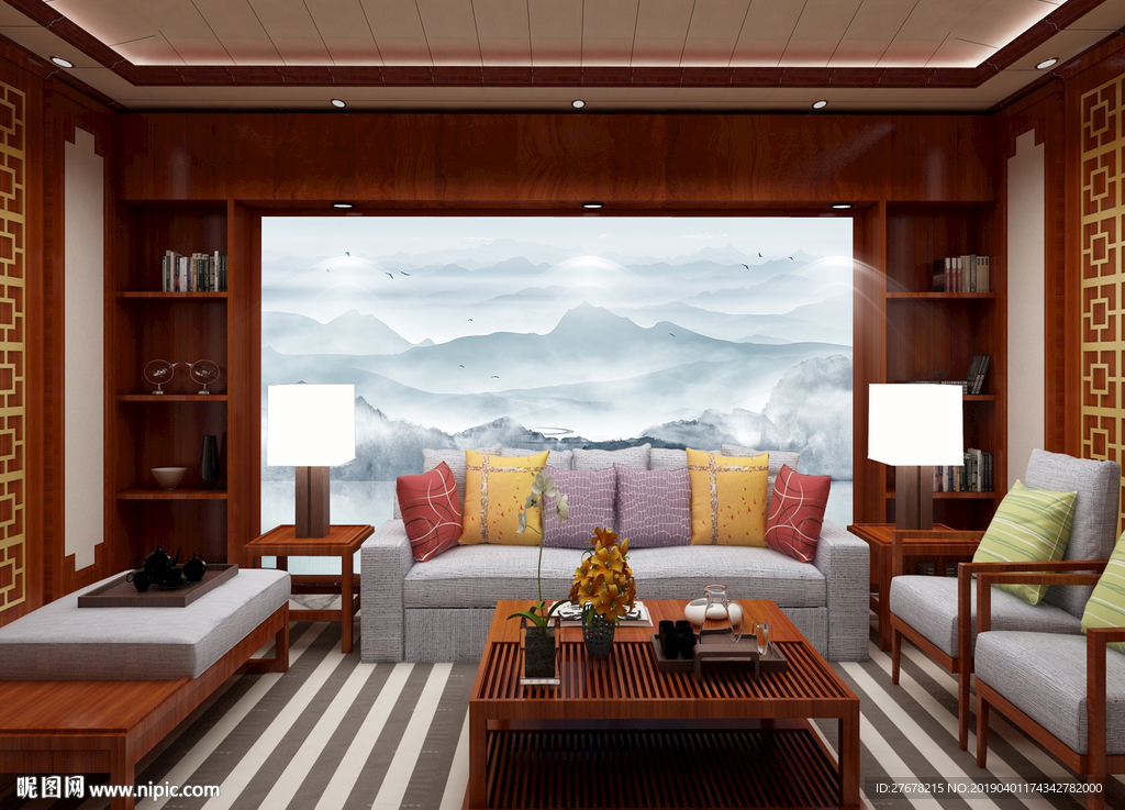 新中式简约山水意境画