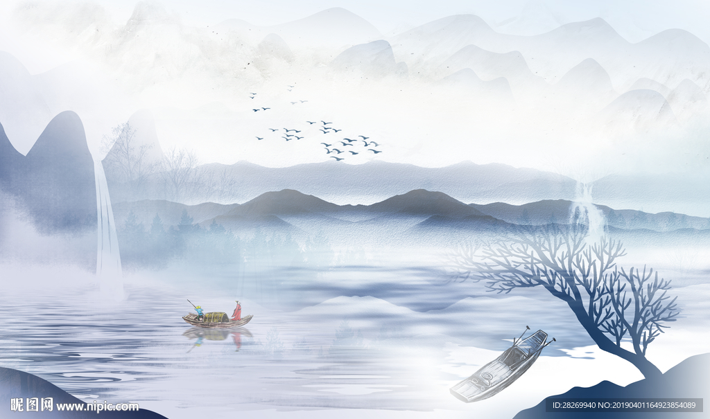 蓝色山水