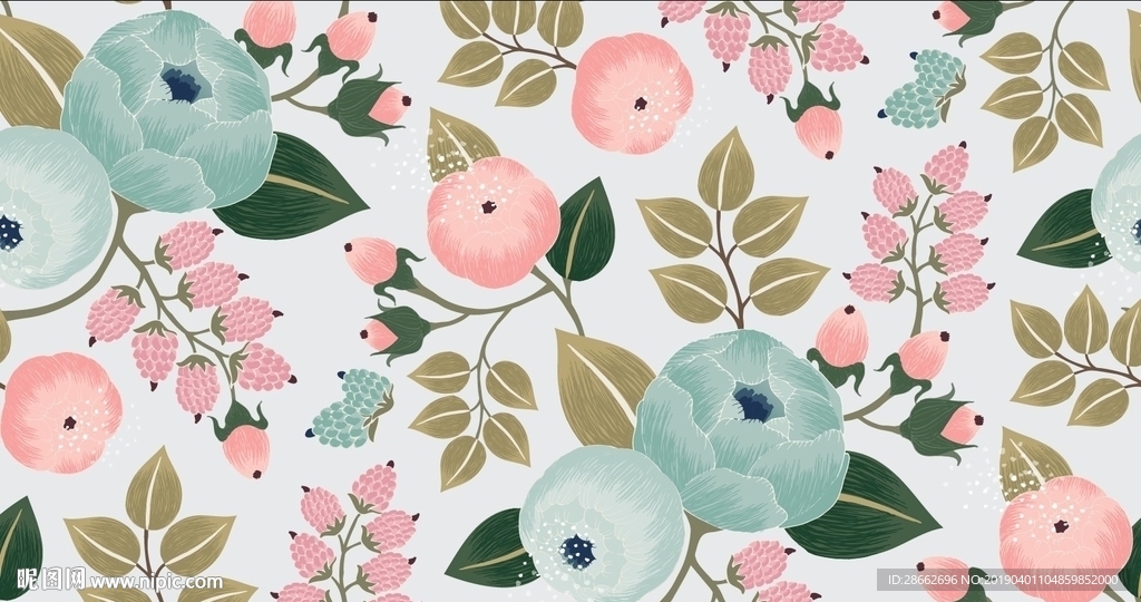 手绘花卉植物插画