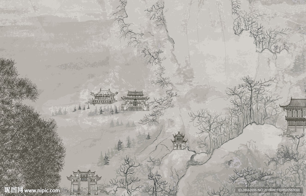 山水风景插画插图