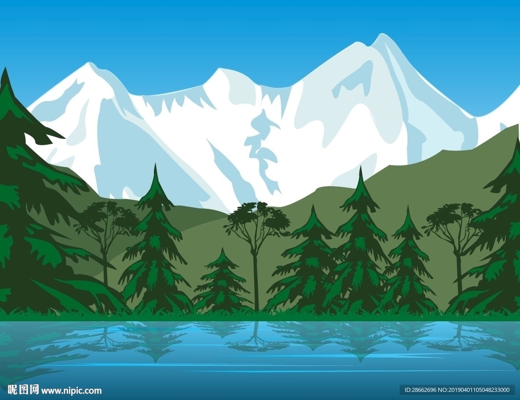冰山树林插画插图