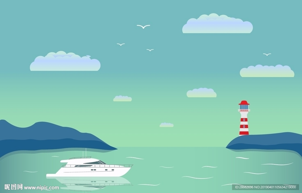 海景灯塔插画插图