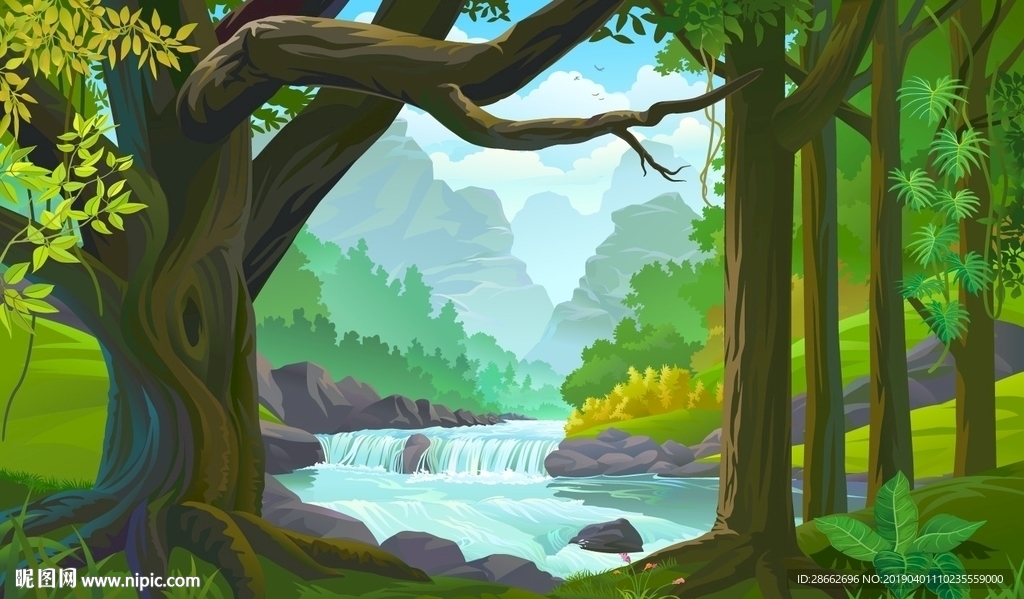 树林风光插画插图