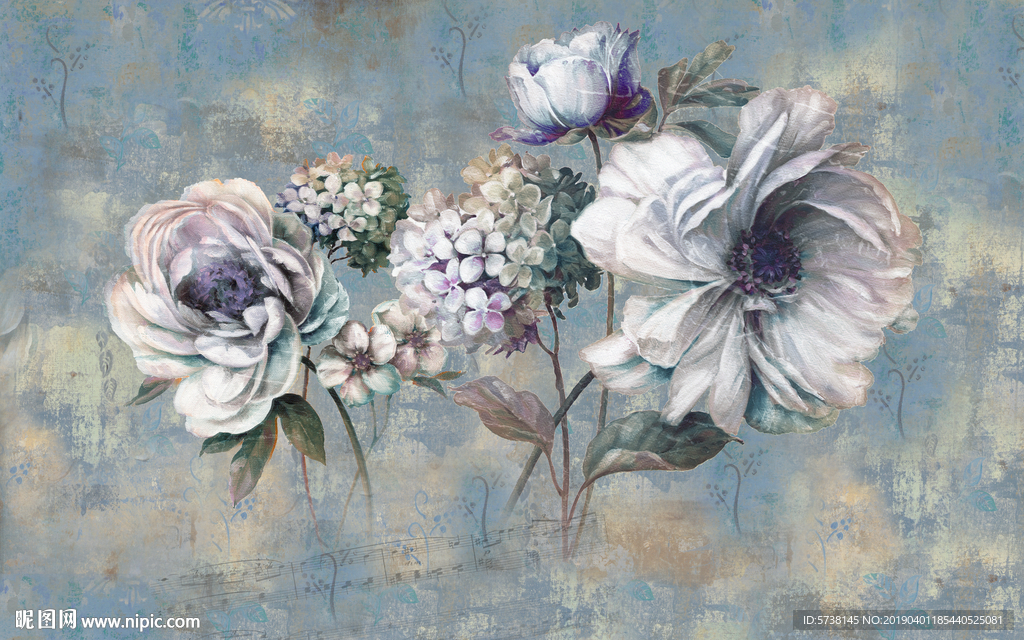 北欧油画创意玄关屏风电视背景底