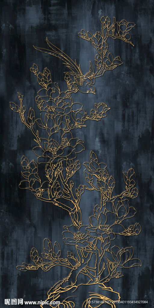 新中式创意线条花玄关屏风电视背