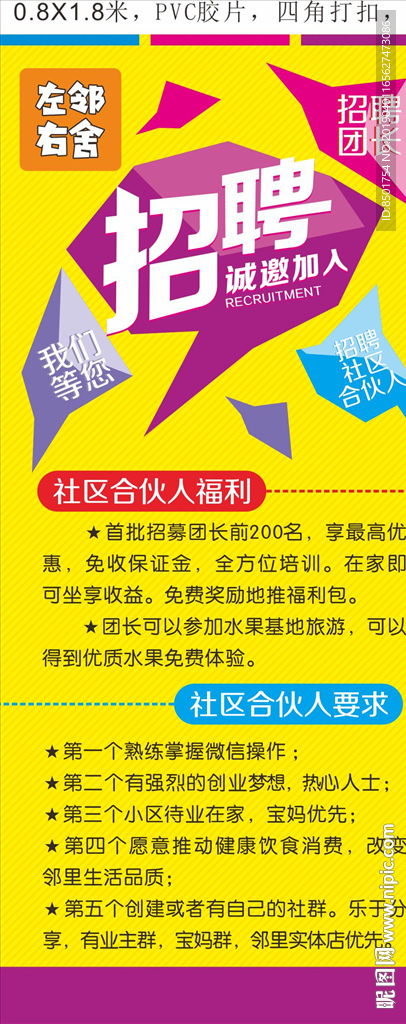 左邻右舍招聘展架画
