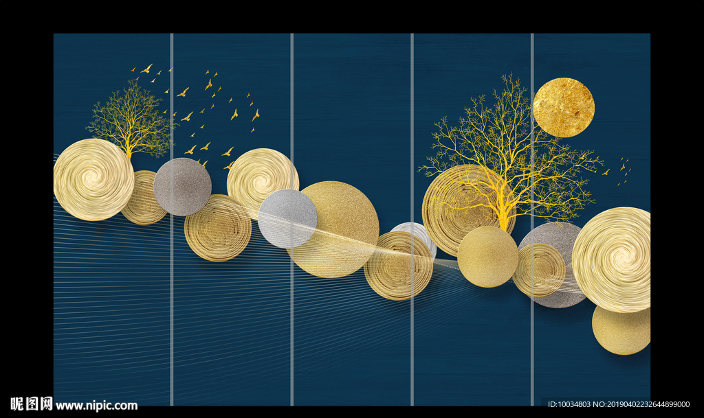 中式抽象圆盘艺术电视背景墙