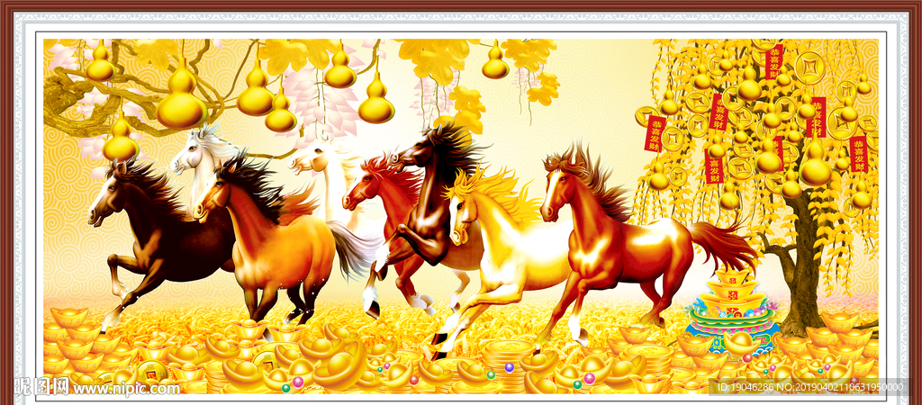 马到成功金色装饰画
