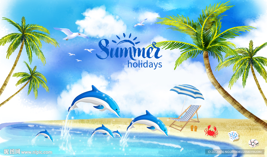 海洋海豚背景墙装饰画