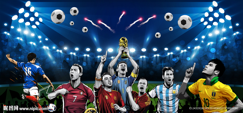 足球球星装饰画背景墙