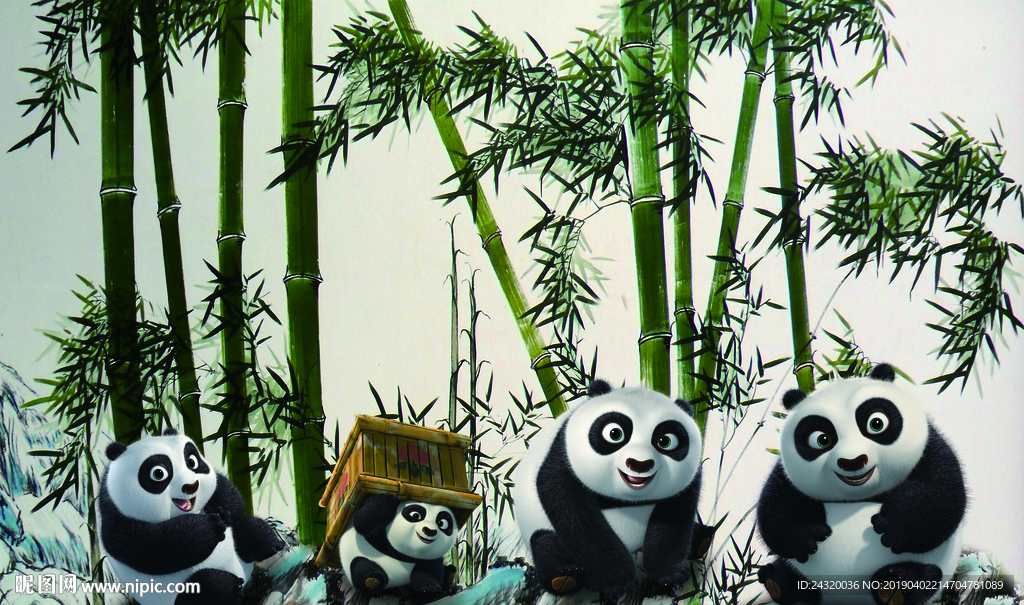 熊猫竹林背景墙装饰画