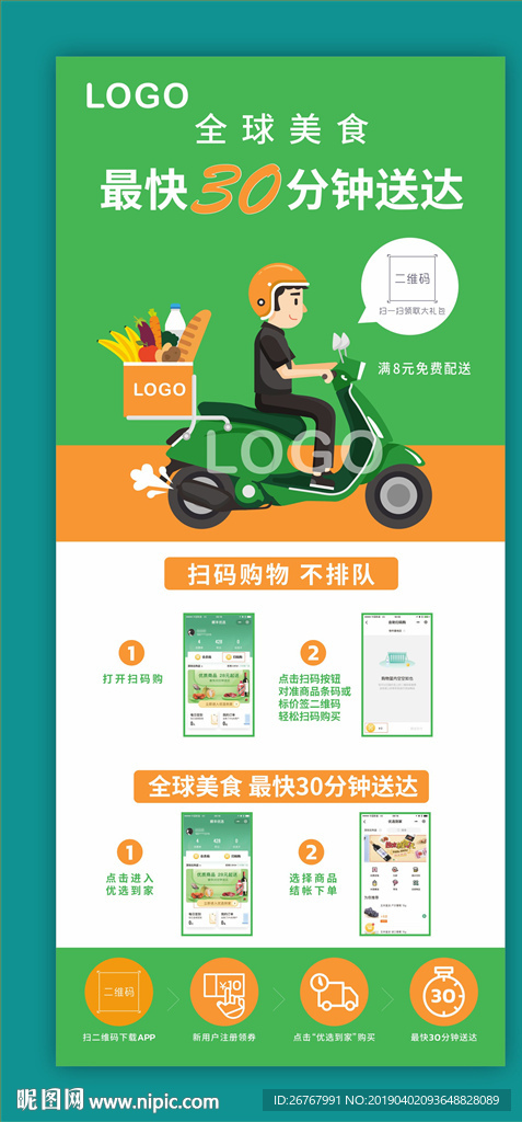 快递美食展架